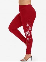 Plus Size Christmas Snowflake Print Leggings -  