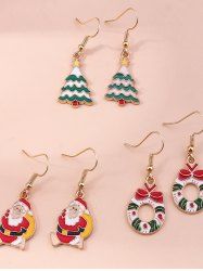 3 Pièces Ensemble de Boucles D'Oreilles à Imprimé Père Noël et Bonbons - Multi 