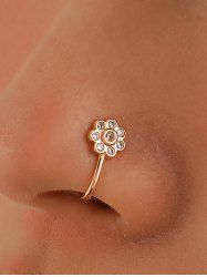 Bague de Nez Motif Fleur en Strass - d'or 