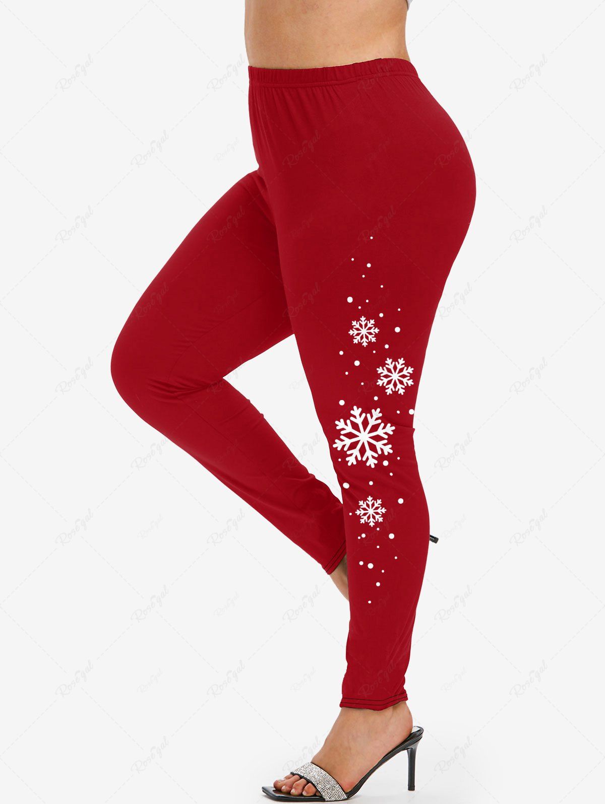 Online Plus Size Christmas Snowflake Print Leggings  