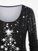 Ensemble de T-Shirt à Imprimé Sapin de Noël et Etoiles et de Legging Grande Taille - Noir 