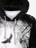 Gothic Eagle Graphic Front Pocket Flocking Lined Hoodie -  