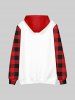 Kids Christmas Checked Heart Graphic Front Pocket Flocking Lined Hoodie -  