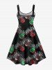 Plus Size Christmas Balls Printed Open Back A Line Dress -  
