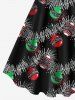 Robe de Noël Ligne A à Imprimé Boule Ouverte Au Dos de Grande Taille - Vert 5x | US 30-32