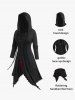 Gothic Lace-up Hooded Two Tone Trim Handkerchief Longline Coat -  