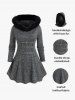 Haut Tricoté à Capuche Chiné Bouclé Panneau en Fausse Fourrure de Grande Taille - Gris Foncé 3X | US 22-24