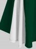 Robe Ligne A Bicolore de Grande Taille en Velours - Vert L | US 12