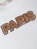 PARIS Terry Embroidered Fuzzy Polar Fleece Hoodie -  