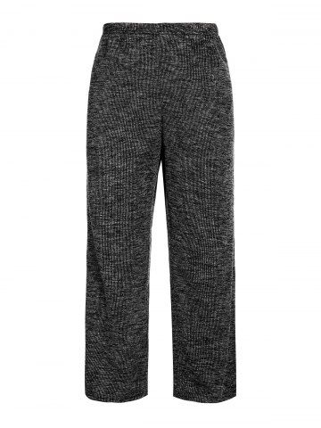 Plus Size Square Neck Knitted Cropped T-shirt and Pants Pajamas Set
