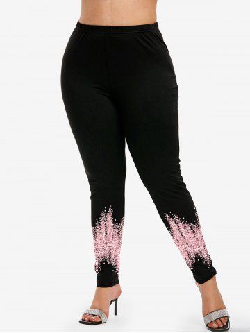 Plus Size High Waist Sparkle Print Skinny Leggings