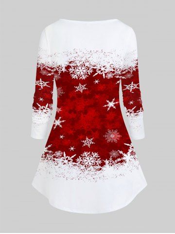 Christmas Snowflake Printed Colorblock Tee and Leggings Matching Set Plus Size Outfit
