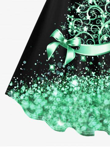Plus Size Christmas Tree Knee Length Flared Dress