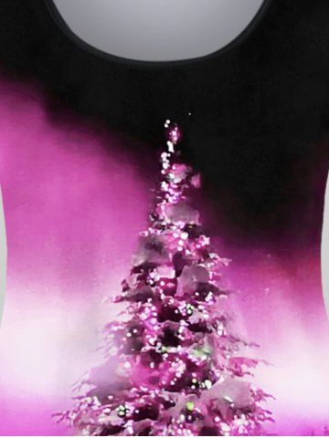 Plus Size Christmas Tree Print Ombre T-shirt