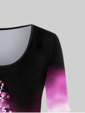 Plus Size Christmas Tree Print Ombre T-shirt