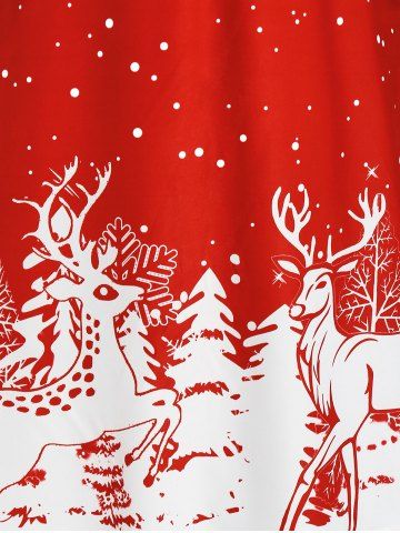 Plus Size Christmas Ring Embellish Elk Snowflake Graphic Dress