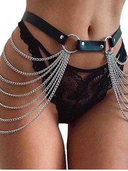 Gothic PU Leather Layered Waist Chains Belt  