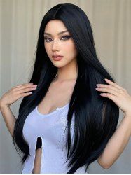 Natural Straight Black Color Long Synthetic Wig -  