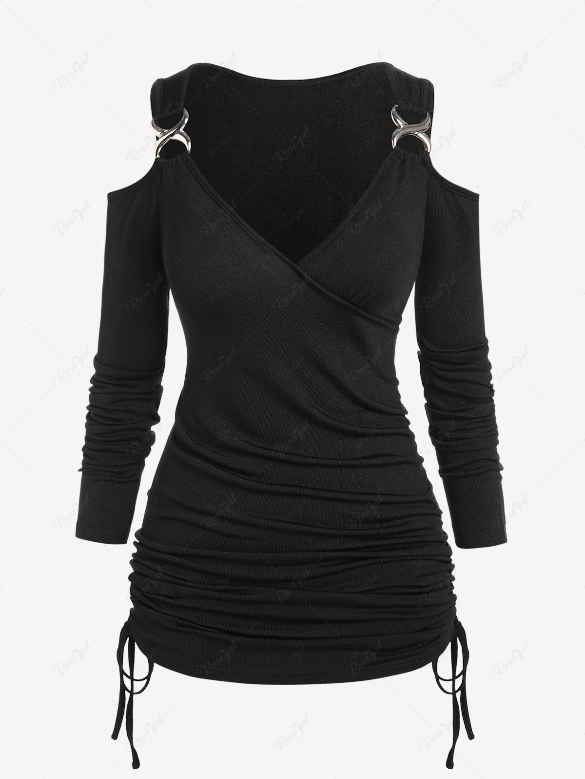 Store Plus Size Cinched Cold Shoulder T-shirt  