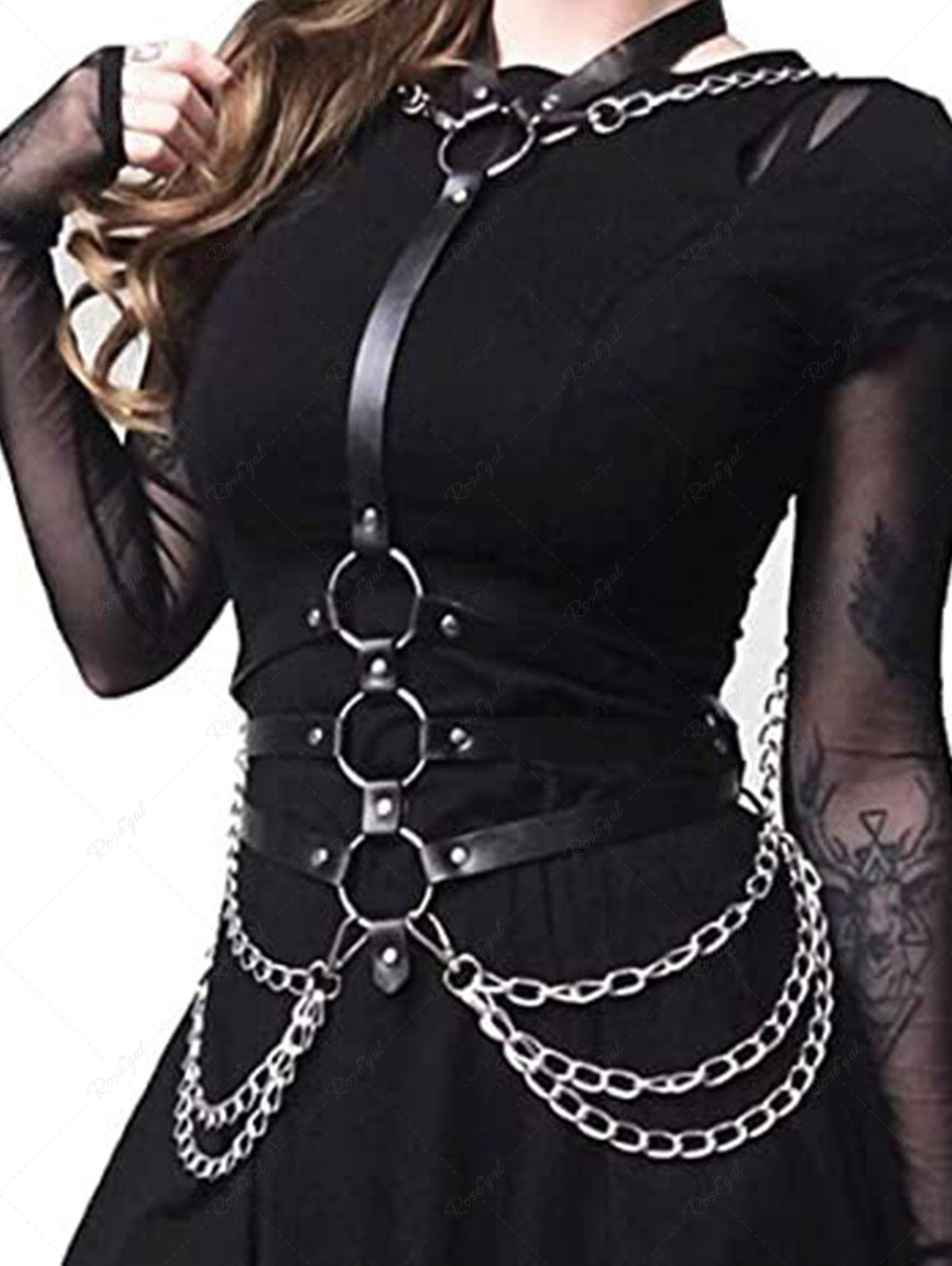 Fancy Gothic Punk PU Leather Harness Belt Body Chains  