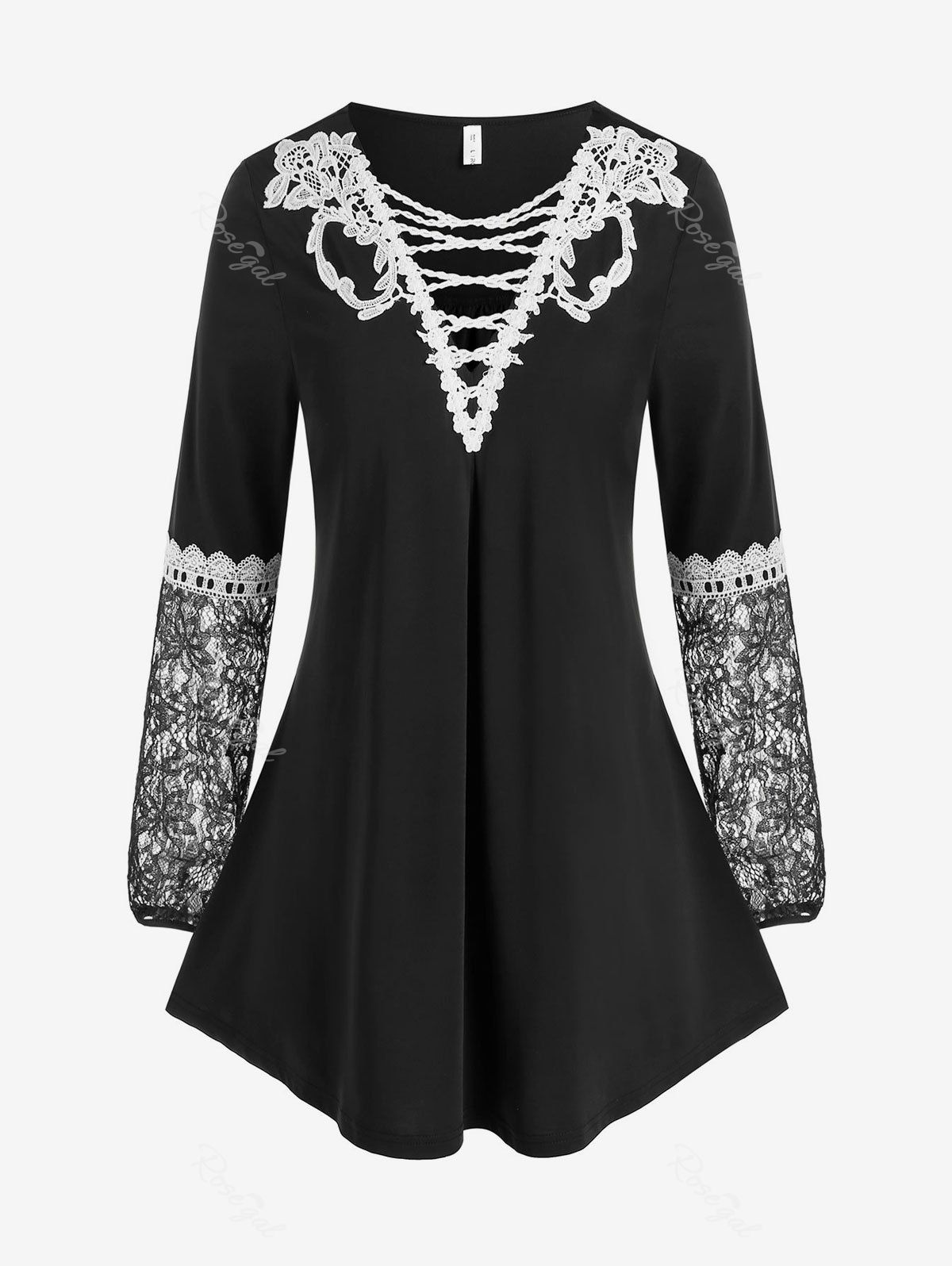 Outfit Plus Size Lace Panel Tunic Top  