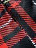 Christmas Plaid Print Faux Fur Panel Belted Long Sleeve A Line Mini Faux Twinset Dress -  