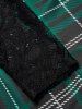 Plaid Print Sheer Flower Lace Panel Belted High Waist Dress -  