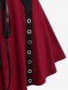 Plus Size Lace Up Grommet Ruffles Colorblock Long Sleeves Tee -  