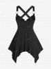 Plus Size Lace Up Zipper Crisscross Handkerchief Tank Top -  