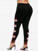 Plus Size Valentines Glitter Lip Printed Skinny Leggings -  