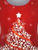 T-shirt Ombré à Imprimé Sapin de Noël Merry Christmas Grande Taille à Manches Longues - Rouge foncé 2X | US 18-20