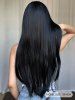 Natural Straight Black Color Long Synthetic Wig -  