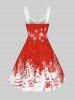 Plus Size Christmas Ring Embellish Elk Snowflake Graphic Dress -  