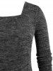 Plus Size Square Neck Knitted Cropped T-shirt and Pants Pajamas Set -  