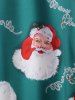 Robe à Imprimé Père Noël à Epaule Dénudée de Grande Taille - Vert profond 1X