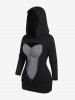 Plus Size Hooded Cutout Draped Knot Cable Knit Long Sleeves 2 in 1 Tee -  