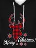 Kids Merry Christmas Plaid Elk Printed Pullover Hoodie -  