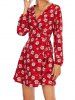 Floral Print Long Sleeve Mini Wrap Dress -  