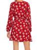Floral Print Long Sleeve Mini Wrap Dress -  