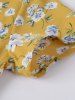 Robe Cache-cœur Mi-Longue Ligne A à Imprimé Fleurie à Taille Haute - Jaune XL