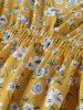 Robe Cache-cœur Mi-Longue Ligne A à Imprimé Fleurie à Taille Haute - Jaune XL