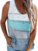 Contrast Colorblock Hollow Out Slit Hem V Neck Knit Vest -  