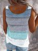 Contrast Colorblock Hollow Out Slit Hem V Neck Knit Vest -  