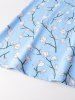 Robe Portefeuille Mi-Longue Ligne A Fleur Imprimée Manches Courtes à Col V - Bleu clair M