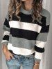 Colorblock Panel Drop Shoulder Pullover Sweater -  