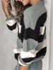 Colorblock Panel Drop Shoulder Pullover Sweater -  
