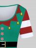 Plus Size Christmas Elf Costume 3D Print A Line Dress -  