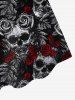 Robe Ligne A Gothique à Imprimé Rose Crâne sans Manches - Noir L | États-Unis 12