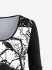 T-shirt Gothique à Imprimé Arbre Crâne à Manches Longues - Noir 3x | US 22-24