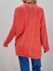 Cable Knit  Open Front Plain Color Patch Design Pocket Long Sleeve Cardigan -  